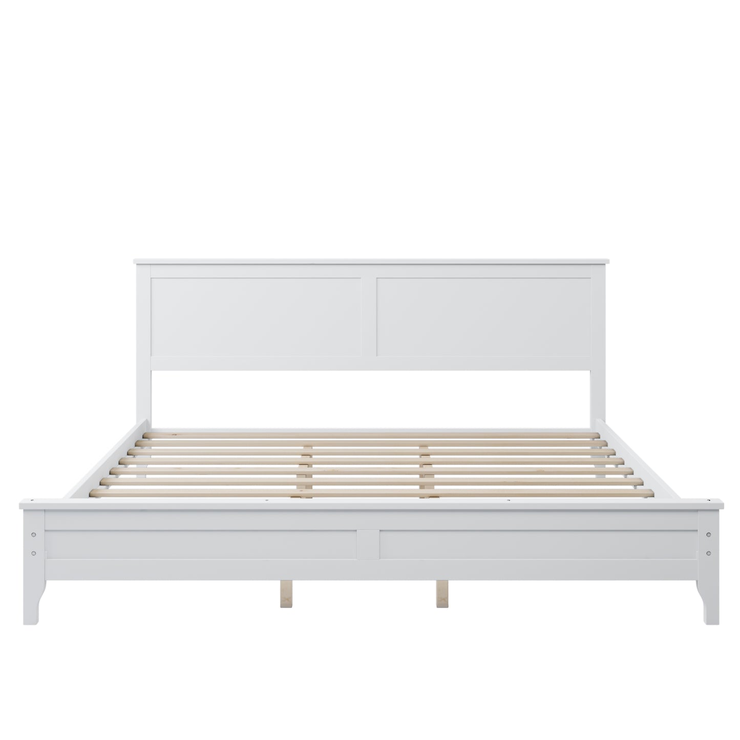 iRerts King Platform Bed Frame with Headboard and Footboard, Solid Wood Bed Frames King Size with Slats Support, Oak Top, Modern King Bed Frame No Box Spring Needed for Kids Adults, White