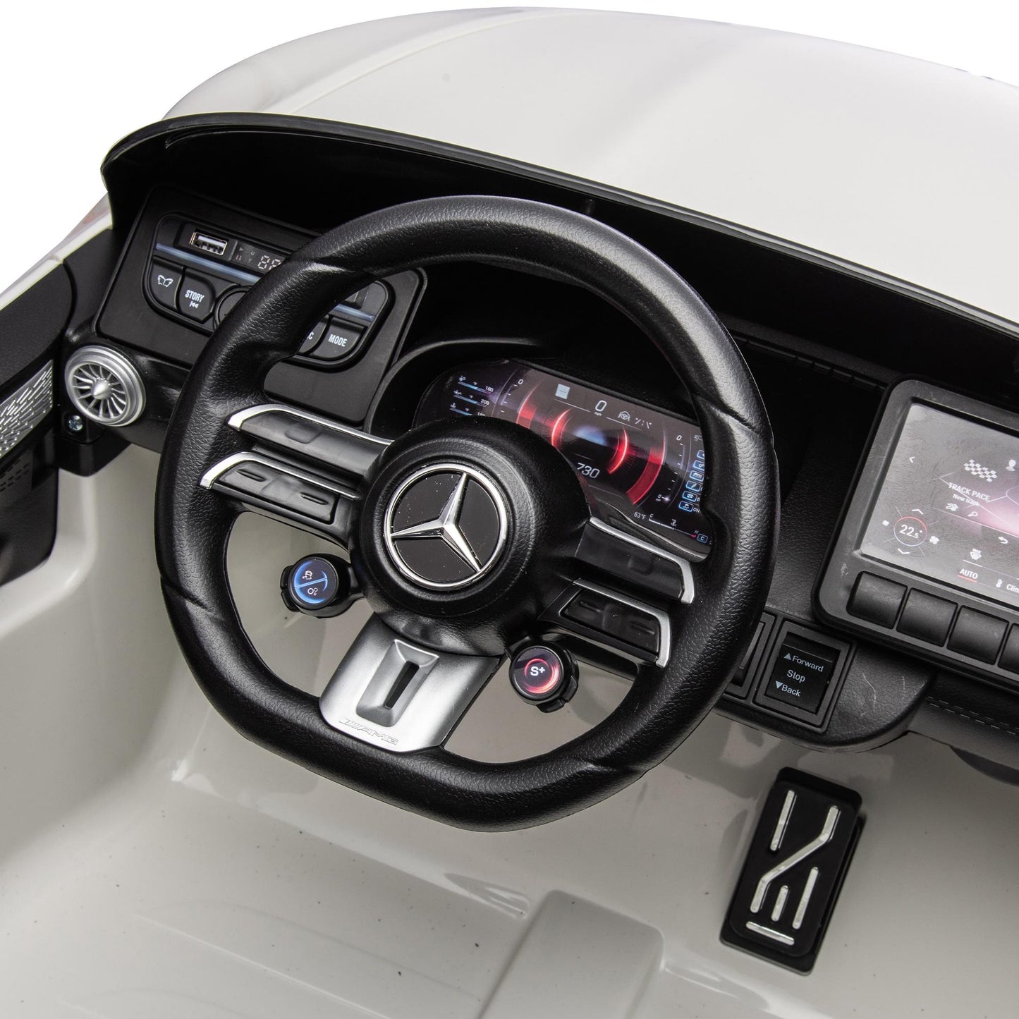 iRerts White 24V Mercedes Benz SL63 Powered Ride On Cars with Remote Control, 4 Wheels Electric Car for Kids with Bluetooth, Music, USB, LED Light, Ride on Toys for Kids 3-8 Ages Boys Girls Gifts