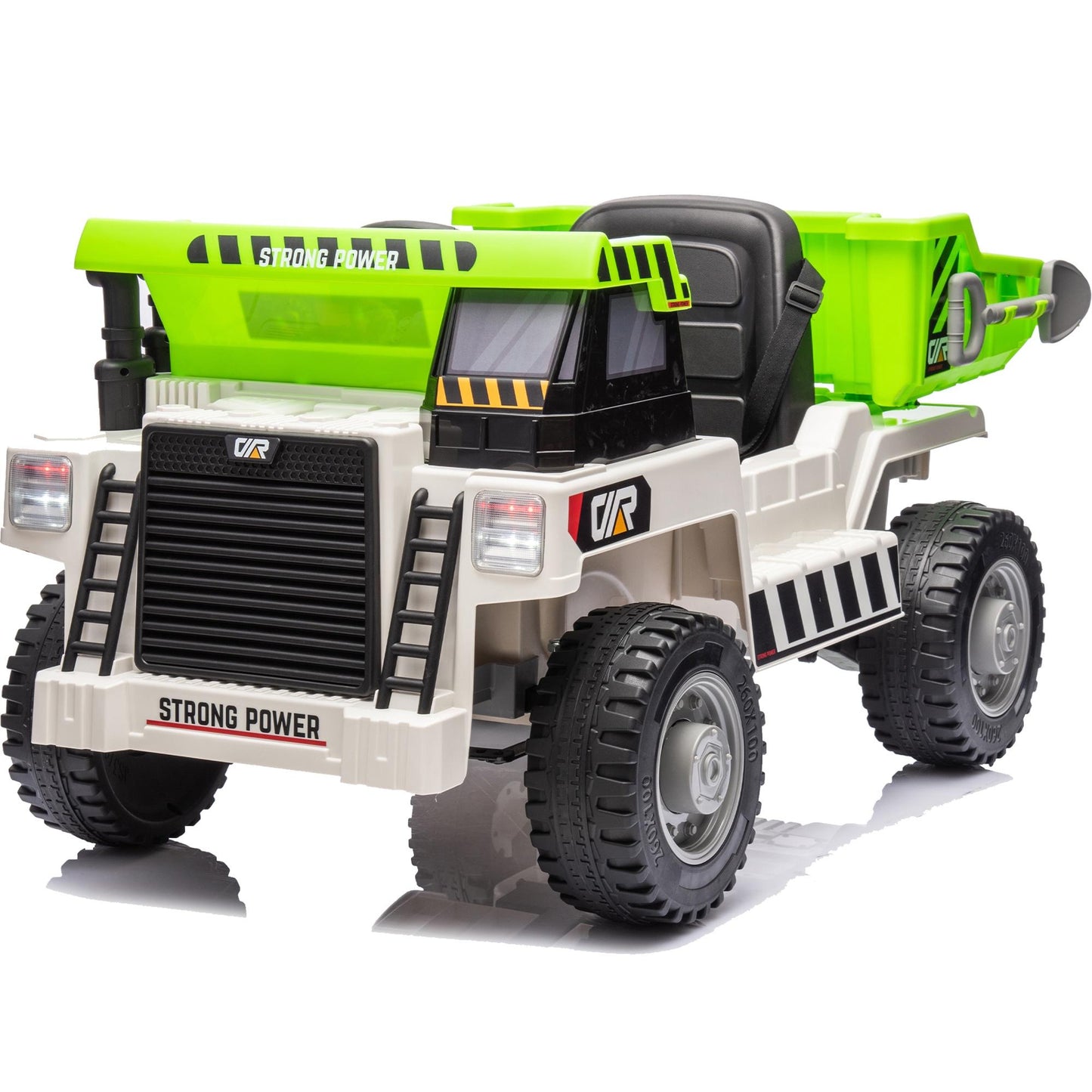 iRerts Ride on Dump Truck for Boys, 12V Ride on Car with Remote Control, 4 Wheel Construction Vehicles with Electric Dump Bed and Shovel, Powered Ride on Toys with Bluetooth, Music, USB Port, White