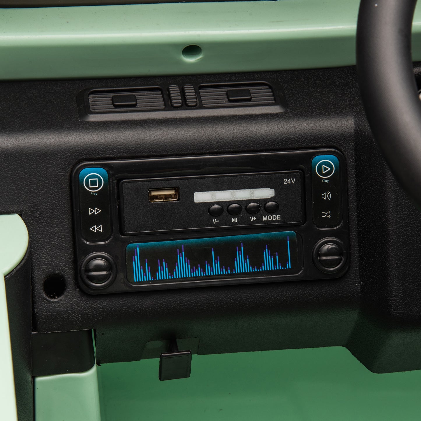 24V 2 Seater Ride on Car for Kids, Licensed Land Rover Defender Volta 5008 Ride on Toys for Big Kids with Remote Control, Bluetooth, Music, LED Lights, Powered Electric Car for Kids Boys Girls, Green