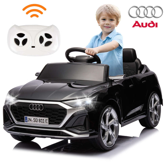 Ride on Toy Car Kids for Boys Girls, Licensed Audi SQ8 12V Ride on Cars with Remote Control, Battery Powered Electric Vehicle Car for Kids with Music, LED Lights, 3 Speed, 4 Wheeler, Black