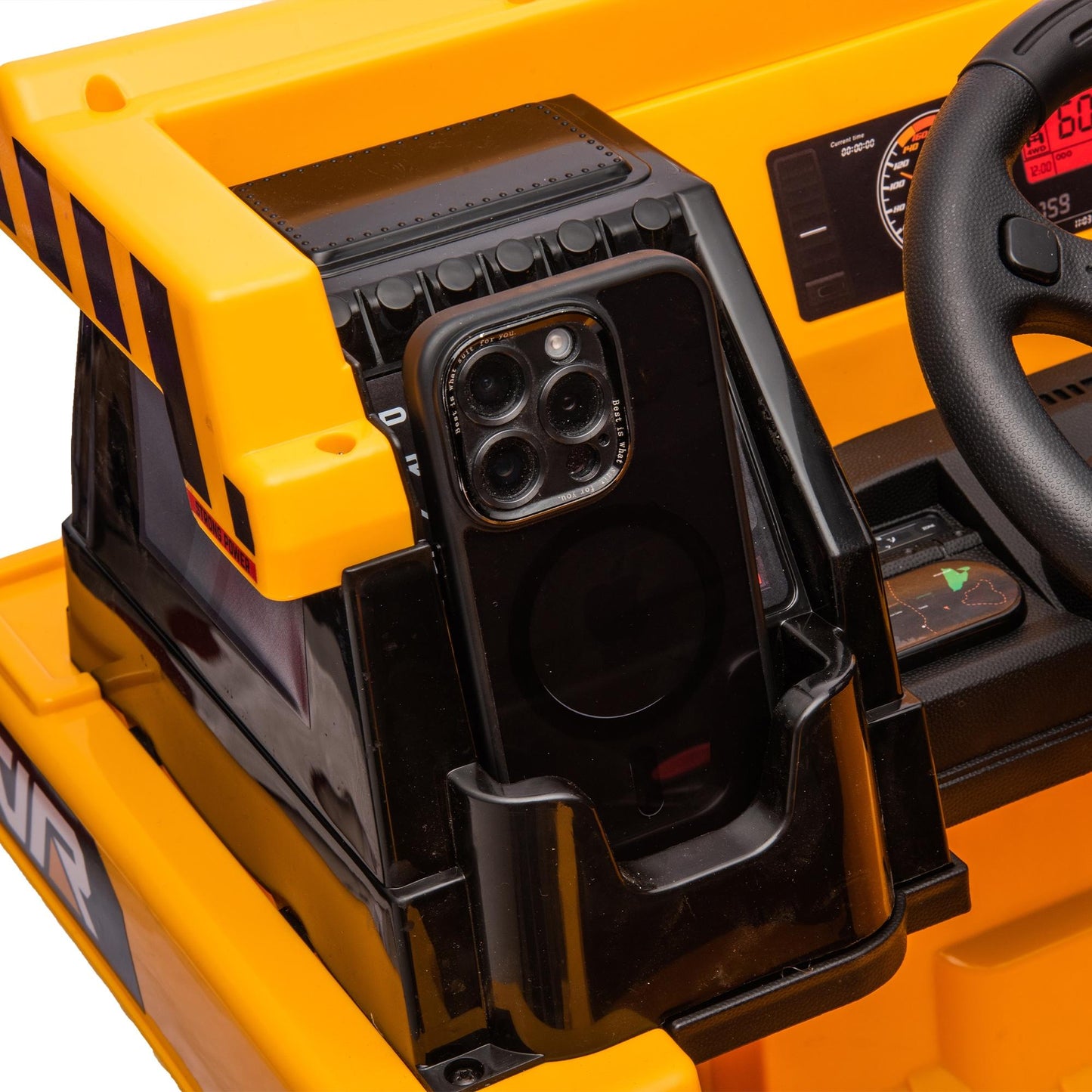 iRerts Ride on Dump Truck for Boys, 12V Ride on Car with Remote Control, 4 Wheel Construction Vehicles with Electric Dump Bed and Shovel, Powered Ride on Toys with Bluetooth, Music, USB Port, Yellow
