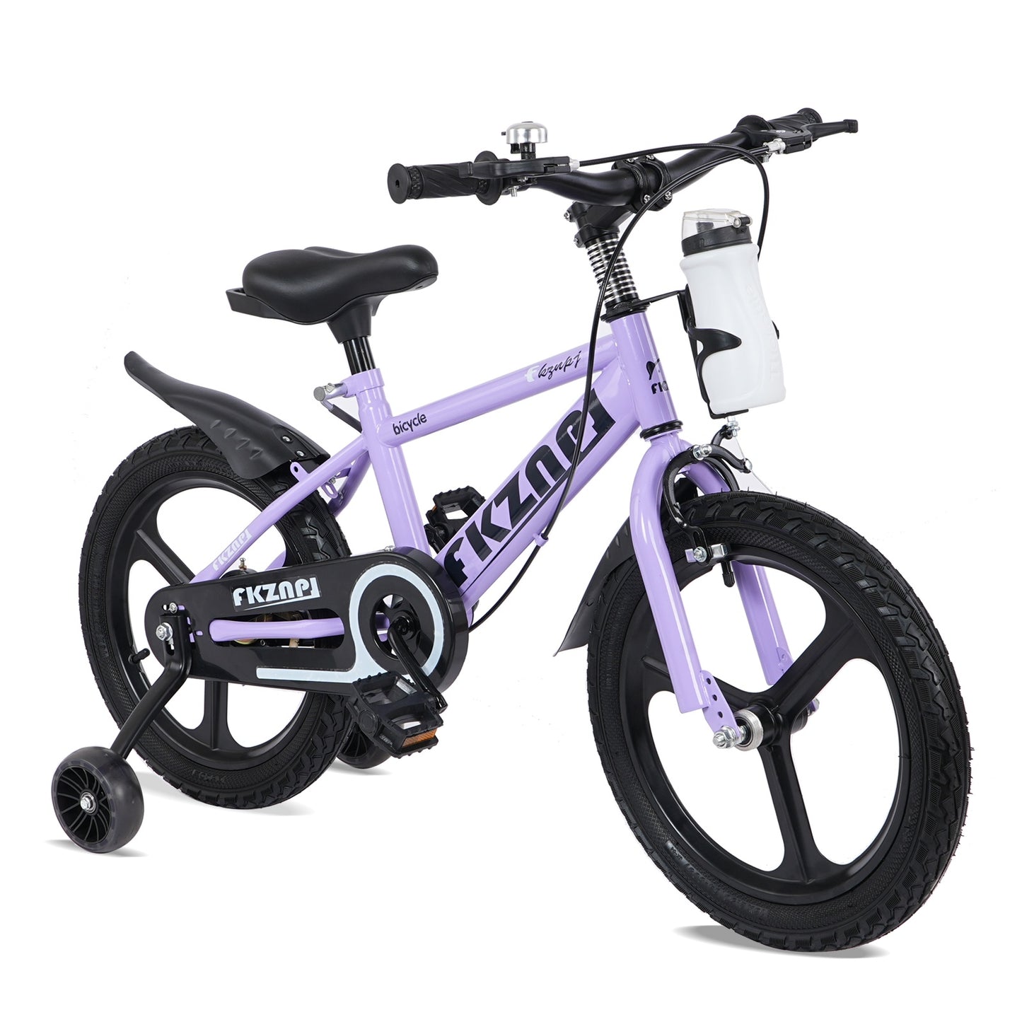 iRerts Kids Bike, 16 Inch Kids Bicycle for Boys Girls Ages 3-7, Toddlers Bike with Water Bottle Holder, Training Wheels with Night Glow, Adjustable Seat, Purple