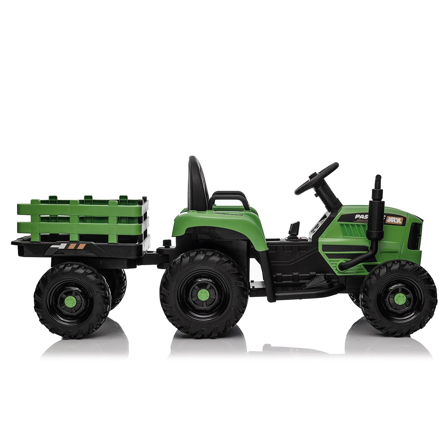 iRerts 24V Ride on Toy Tractor with Trailer, Powered Ride on Car with Remote Control, Electric Cars for Kids Toddlers 3-6 Years Old with 3 Speeds, Bluetooth, Music, USB/MP3 Ports, LED Light, Emerald