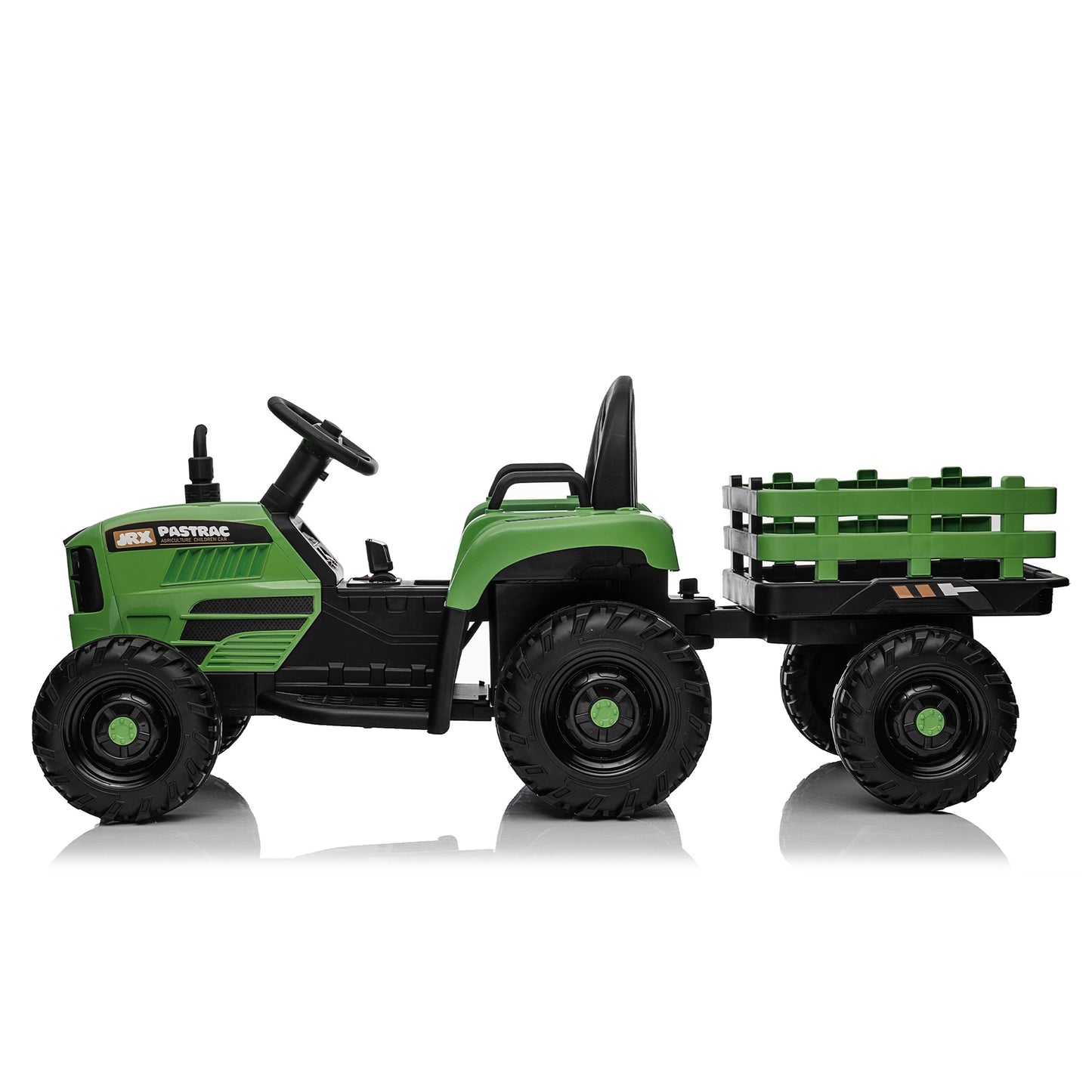 iRerts 24V Ride on Toy Tractor with Trailer, Powered Ride on Car with Remote Control, Electric Cars for Kids Toddlers 3-6 Years Old with 3 Speeds, Bluetooth, Music, USB/MP3 Ports, LED Light, Emerald