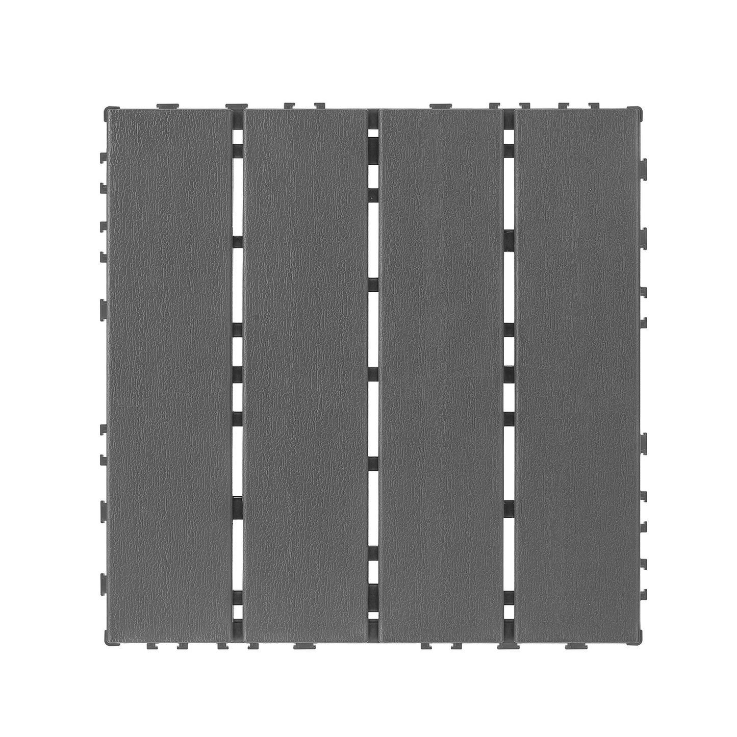 iRerts Plastic Interlocking Deck Tiles, 44 Pack Outdoor Flooring Tiles 12" x 12", All Weather Use, Patio Floor Decking Tiles for Porch Poolside Balcony Backyard, Dark Gray