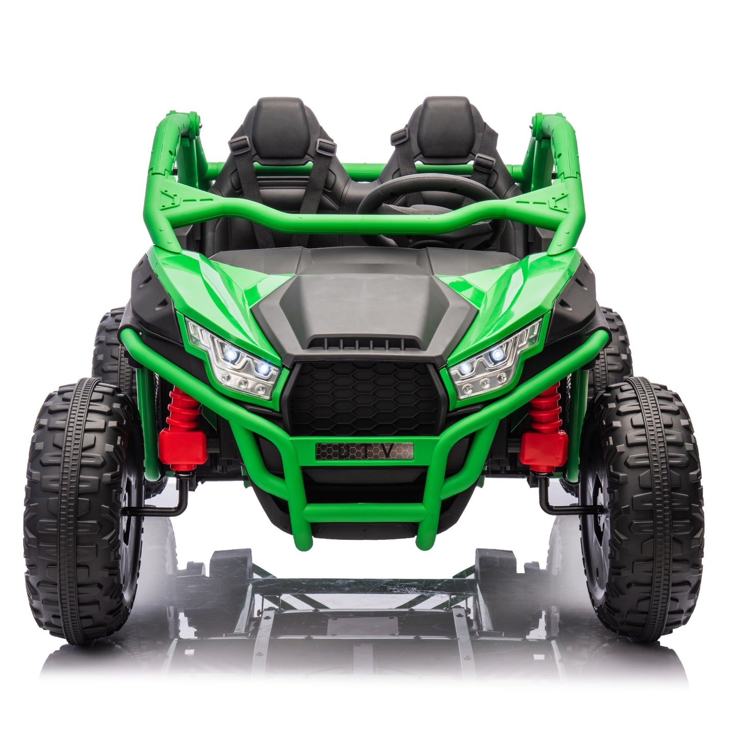 iRerts 2 Seater Ride on Car for Kids, 24 Volt Ride on Toys for Boys Girls Gifts, Powered Ride on UTV Electric Vehicle with Remote Control, Bluetooth, MP3/USB Ports, 4 Wheel Spring Suspension, Green