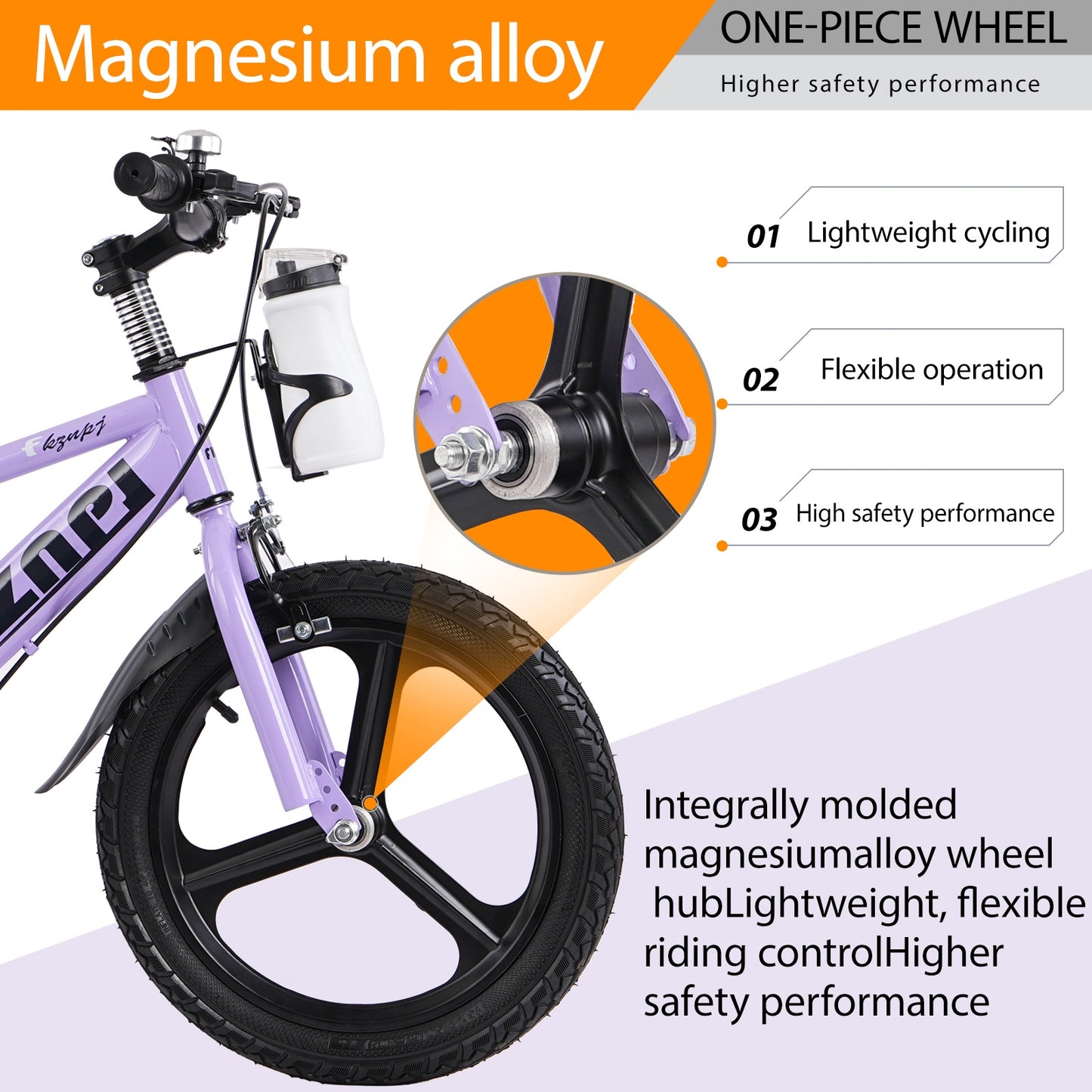 iRerts Kids Bike, 16 Inch Kids Bicycle for Boys Girls Ages 3-7, Toddlers Bike with Water Bottle Holder, Training Wheels with Night Glow, Adjustable Seat, Purple