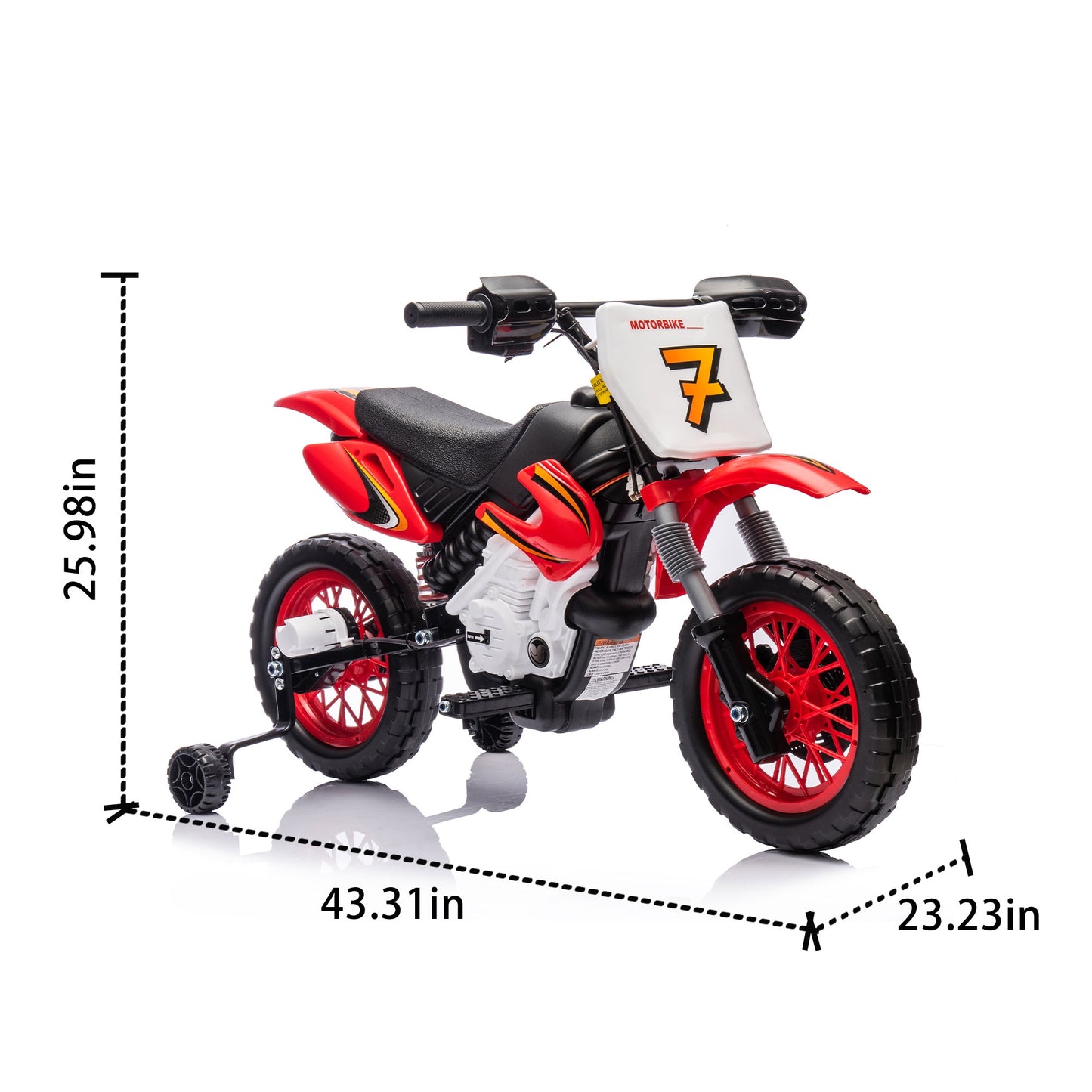 iRerts 12V Electric Dirt Bike with Twist Grip Throttle, Powered Ride on Motorcycle with 2 Training Wheels, Rear suspension, Ride on Toys Kids Motorcycle for Boys Girls Gifts Ages 3-8, Red