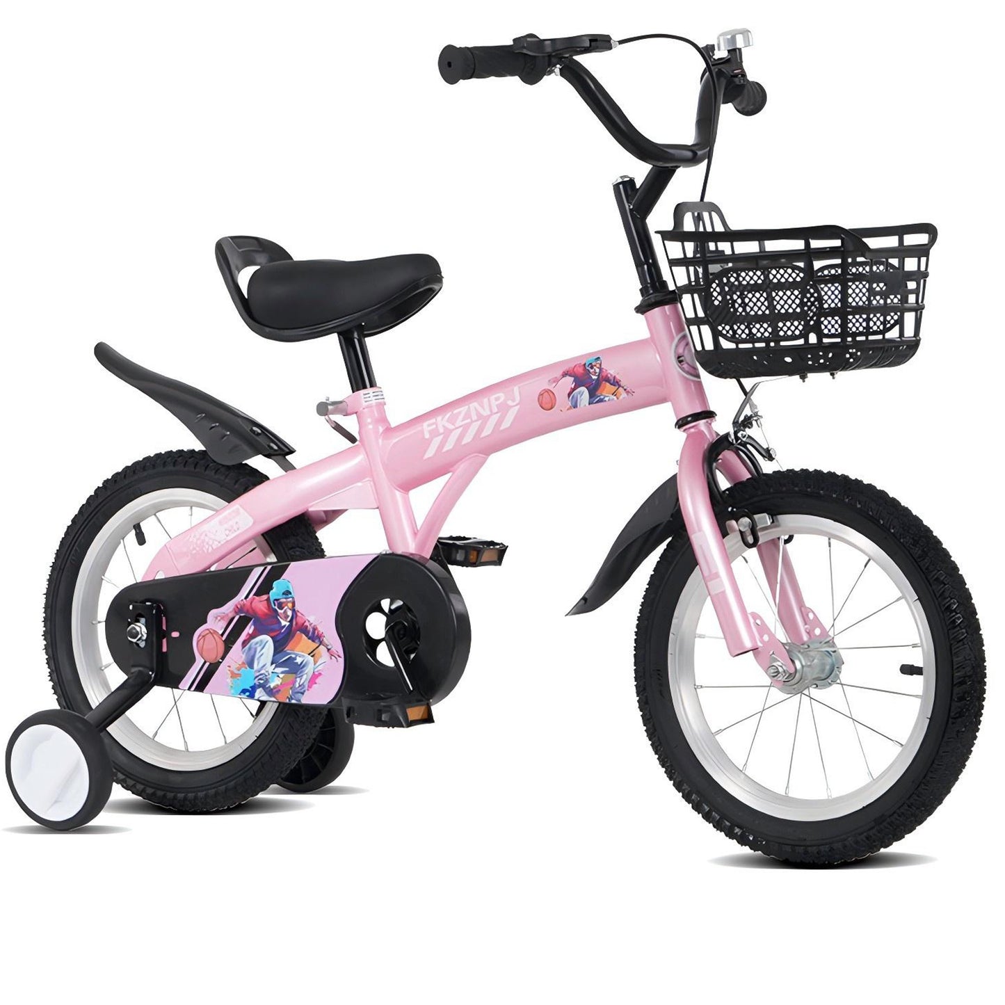 iRerts Kids Bike with Training Wheels, 18 Inch Kids Bicycle for Boys Girls Ages 5-10 Years Old, Girls Bicycles for Kids with Adjustable Seat, Fender and Varrier, Pink