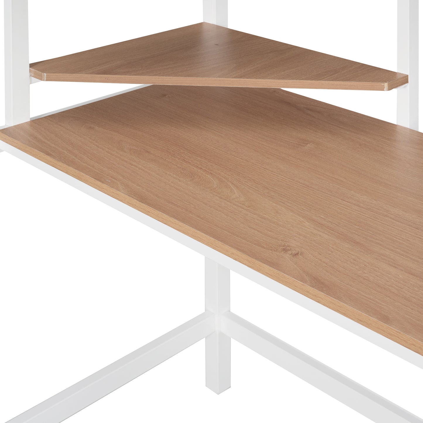 iRerts Twin Loft Bed, Twin Metal Loft Bed with Shelf and Desk, Twin Size Loft Bed with Safety Guardrail, Modern Twin Loft Bed Frame for Dorm Bedroom Guest Room, No Box Spring Needed, White