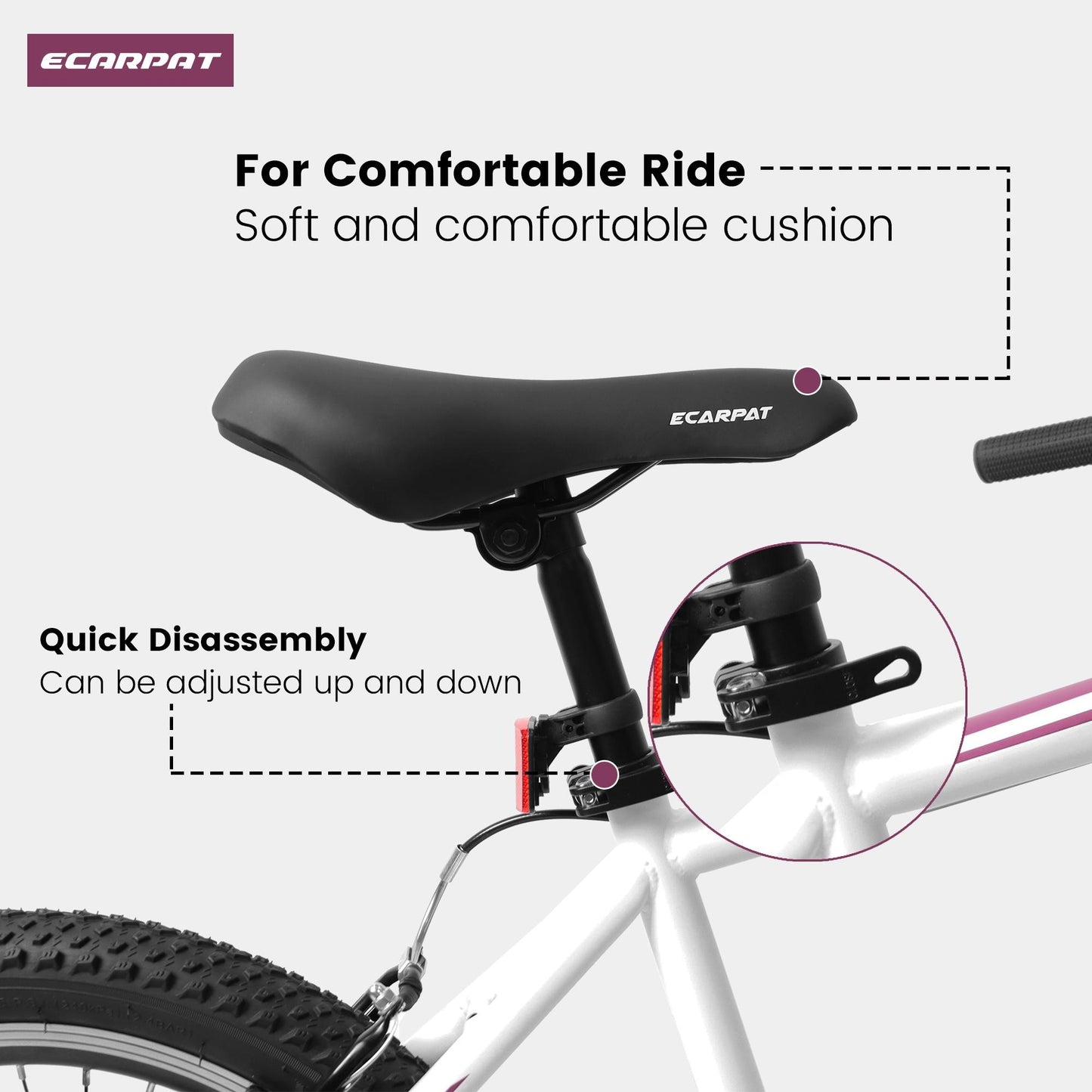 iRerts 20" Kids Bike for 8-12 Year Olds Boys Girls, Gears Shimano 7 Speed Mountain Bike for Kids, Children Bicycle with Adjustable Seat Saddle, Steel Frame Girls Boys Sports Bikes with V-Brake, White