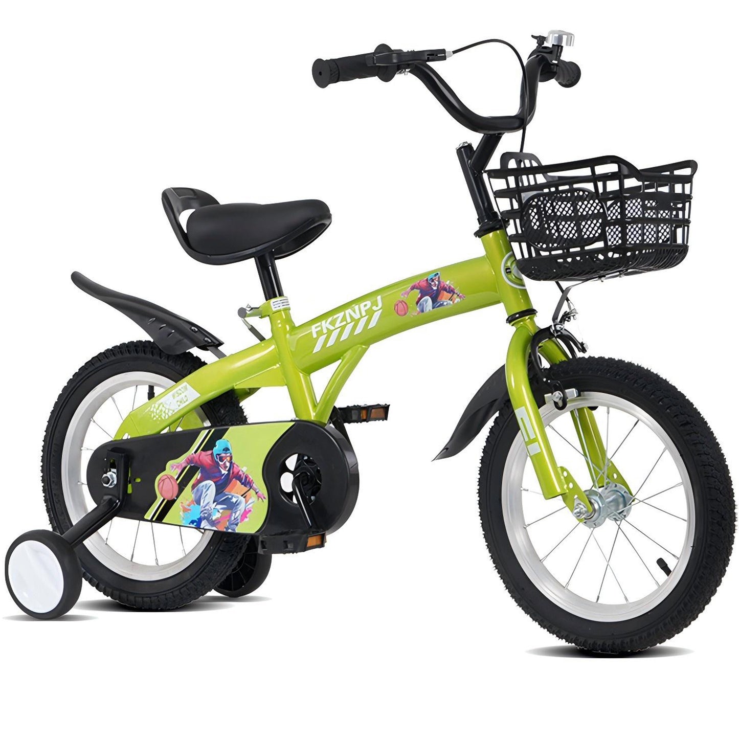iRerts Kids Bike with Training Wheels, 16 Inch Kids Bicycle for Boys Girls Ages 4-8 Years Old, Girls Bicycles for Kids with Adjustable Seat, Fender and Varrier, Green