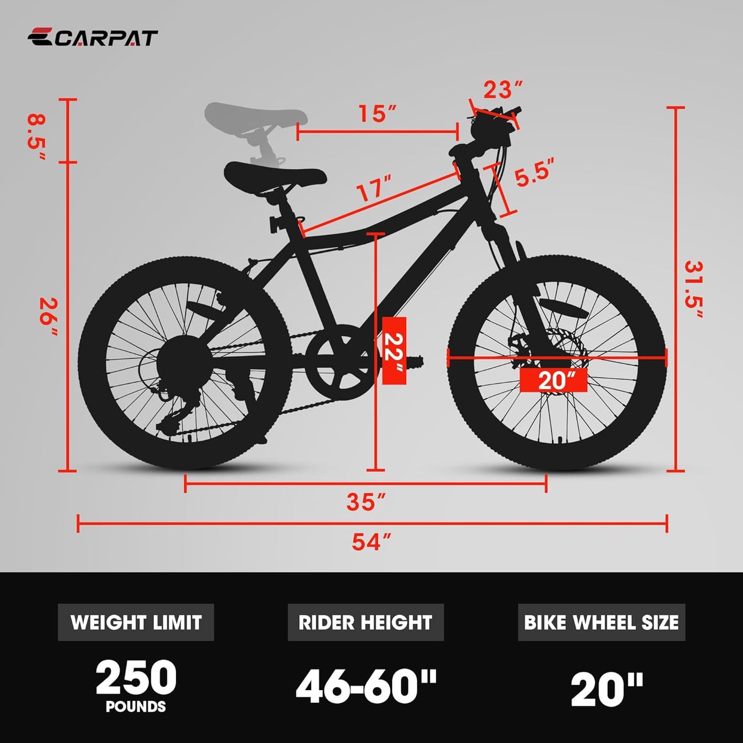 iRerts Mountain Bike for Boys Girls, 20'' Kids Mountain Bike with 7 Speed, Front Suspension, Disc Brake, Kids Bike for 8-12 Years Old, Teenager Children Kids Bicycles, White