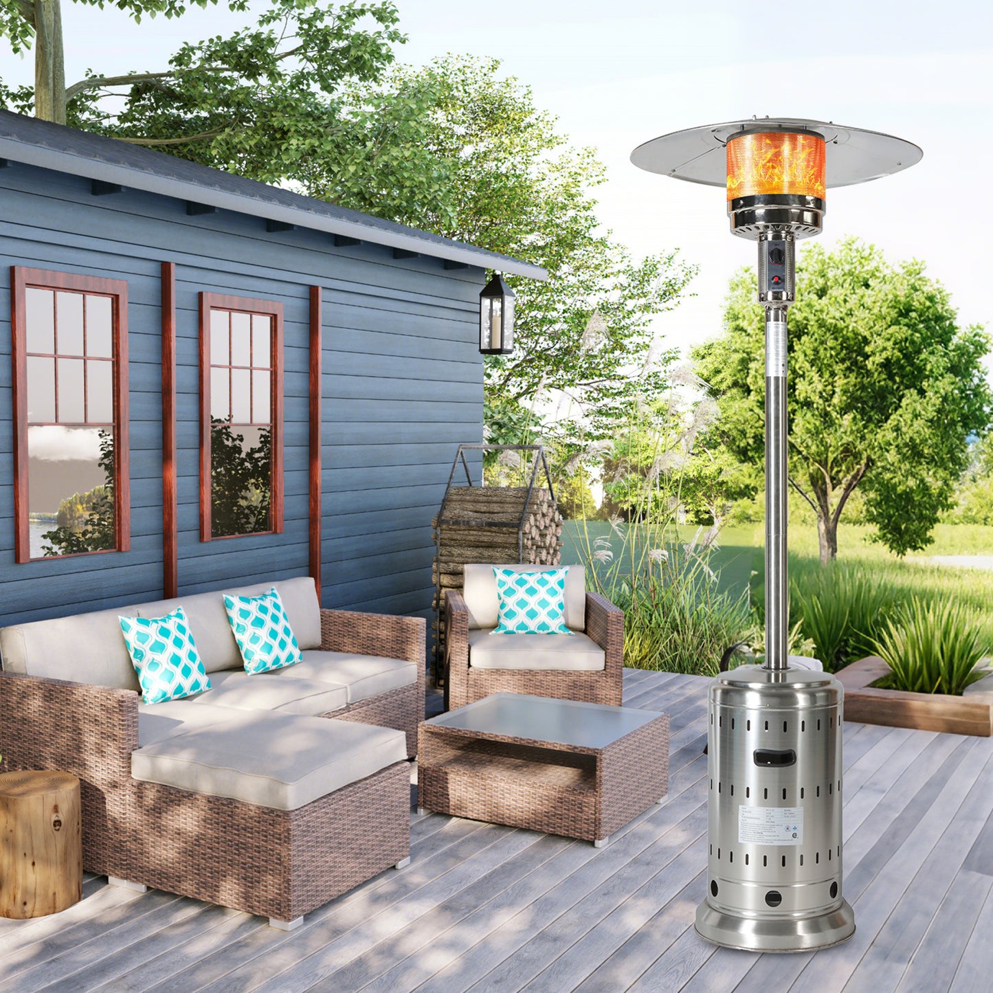 iRerts 48000 BUT Outdoor Patio Heaters, Electric Patio Heater for Outside Use, Porch Heater with Wheels, Propane Or Butane Heater, Black