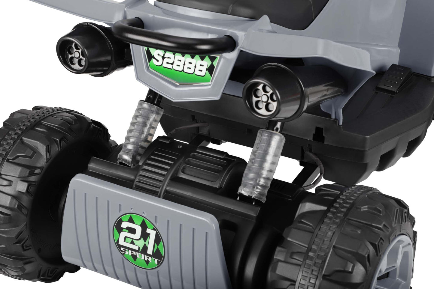 24V Battery Powered Ride on ATV, 4WD Kids Ride on Cars with Bluetooth, Music, LED Light, USB/AUX Ports, Ride on Toys Electric Cars for Kids Boys Girls 3-8 Ages Gifts, Gray