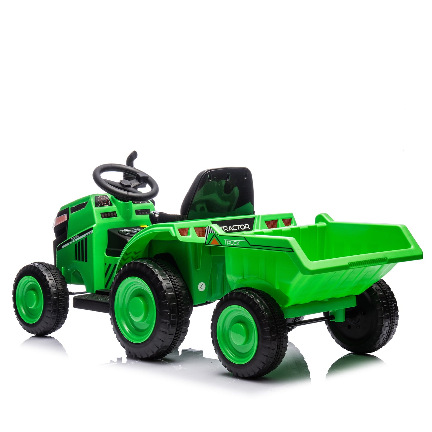 iRerts 12V Ride on Tractor, Powered Ride on Car for Kids Boys Girls Ages 3-6 Gifts, Kids Ride on Toys Electric Cars with Removable Storage Tug, Bluetooth ,Music, MP3/USB Ports, LED Light, Green