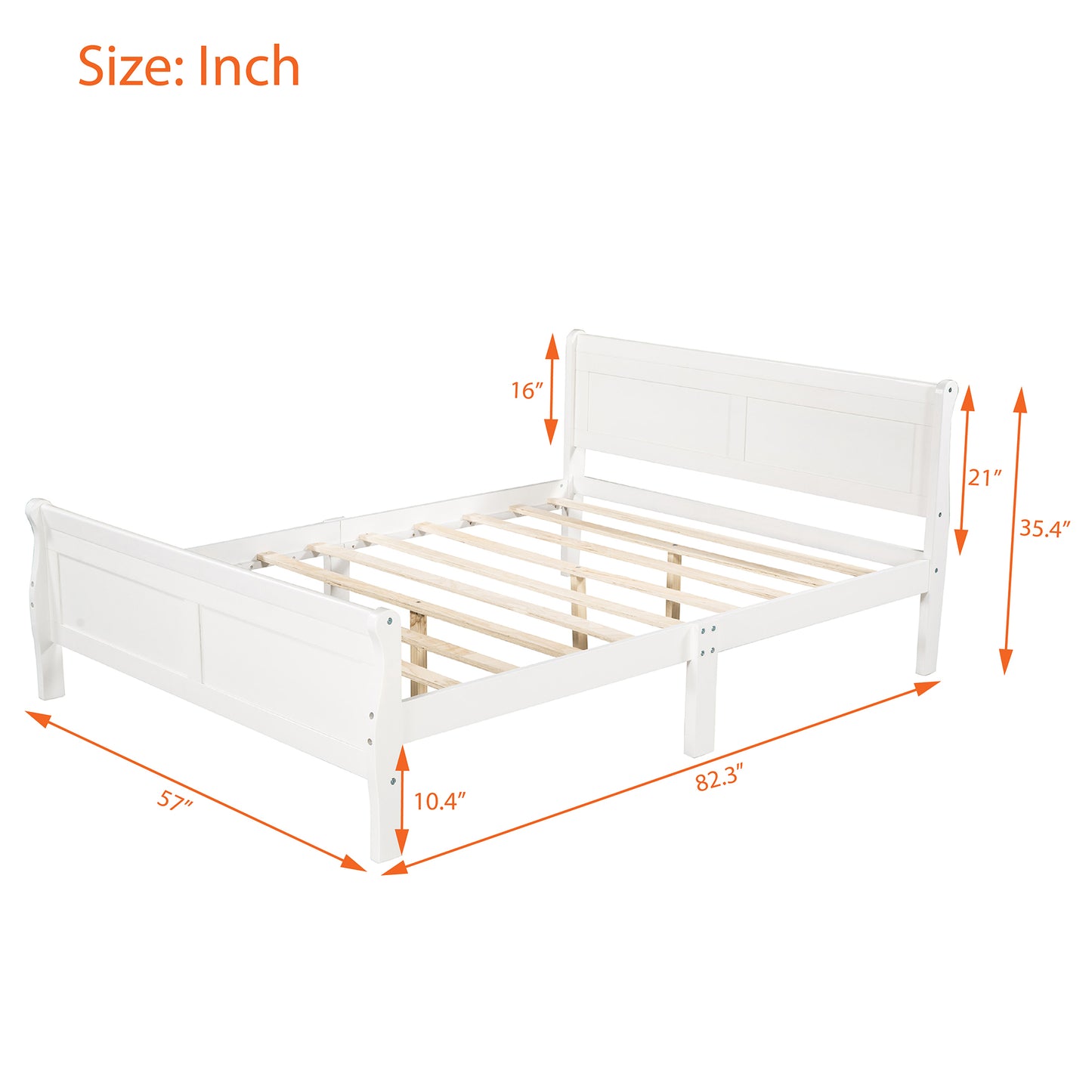 iRerts Platform Bed Frame Full, Wood Full Platform Bed Frame with Headboard and Footboard, Modern Full Size Bed Frame with Wooden Slat Support, Full Bed Frame No Box Spring Needed, White