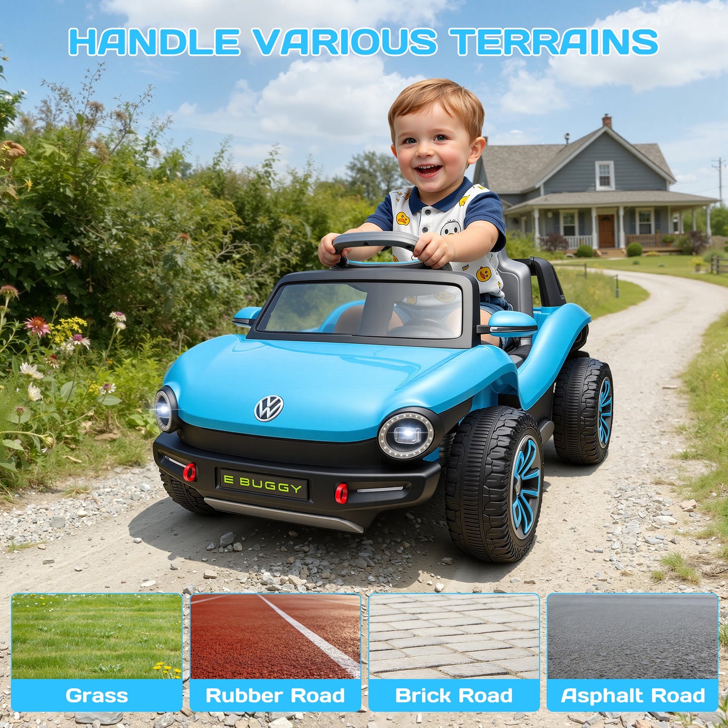 12V Electric Ride on Cars, Licensed Volkswagen Beetle Ride on Toys with Remote Control, Bluetooth, USB Port, Music, Rear Storage, LED Lights, Battery Powered Toddlers Electric Car for Kids Ages 3+
