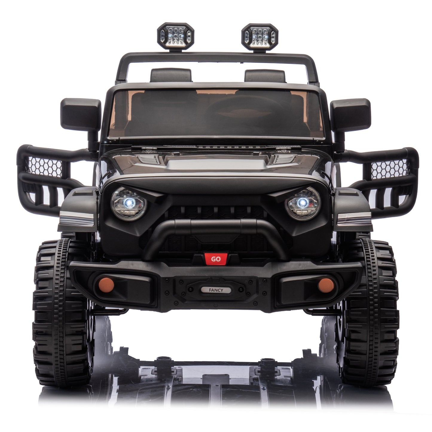 iRerts Ride on Toys for Kids 4-8, 24V 2 Seater Ride on Car with Remote Control, Powered Ride on Truck for Boys Girls Gifts, Kids Electric Vehicles with Bluetooth, USB/MP3, Light/Searchlight, Black