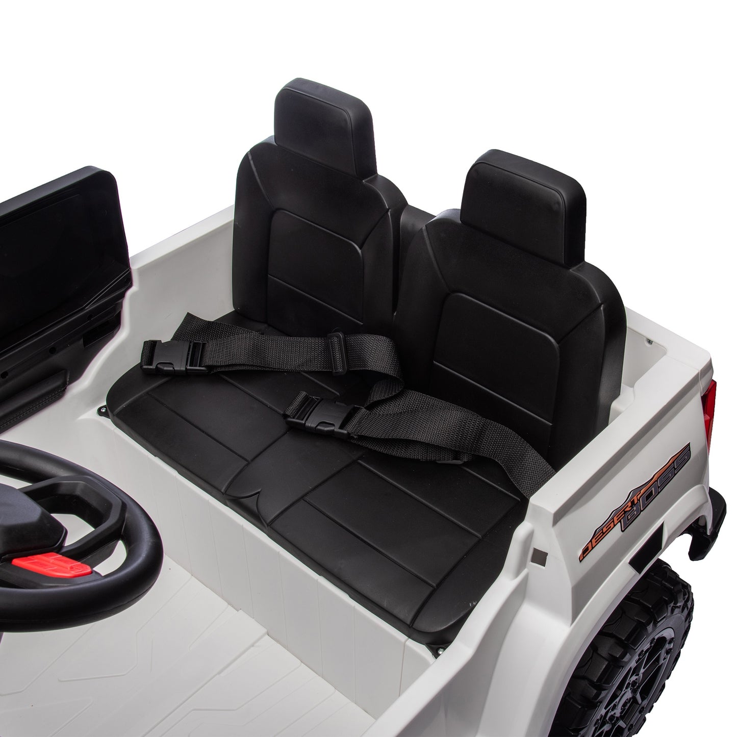 24V 2 Seater Ride on Truck, 4WD Powered Ride on Toy Car with Remote Control, Bluetooth, Music Player, 800W Motors, Back Box Storage, 3 Speeds, Kids Electric Vehicle for Boys Girls Gifts, White