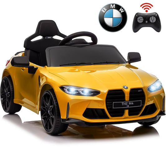 BMW M4 Red 12V Ride On Cars with Remote Control, Battery Powered Ride on Toys with Music, Bluetooth, Story, USB/MP3 Port, LED Light, Kids Electric Vehicle for Boys Girls with Wheels, Easy to Carry