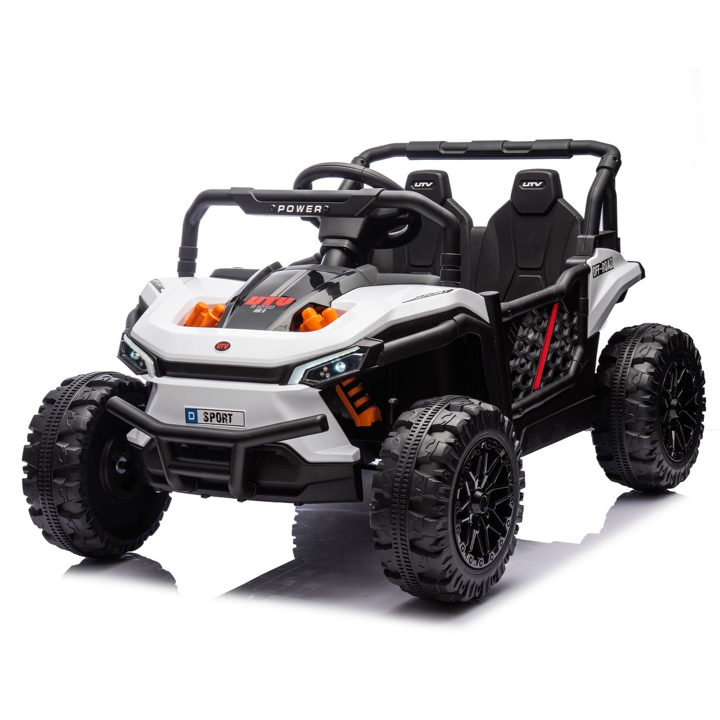 iRerts 24V Kids Ride on Toy UTV, Ride on Cars with Remote Control, Bluetooth Music, 4 Wheel Suspension, Rear Storage Space, Electric Vehicles Cars for Kids Boys Girls Gifts 3-6 Year Old, White