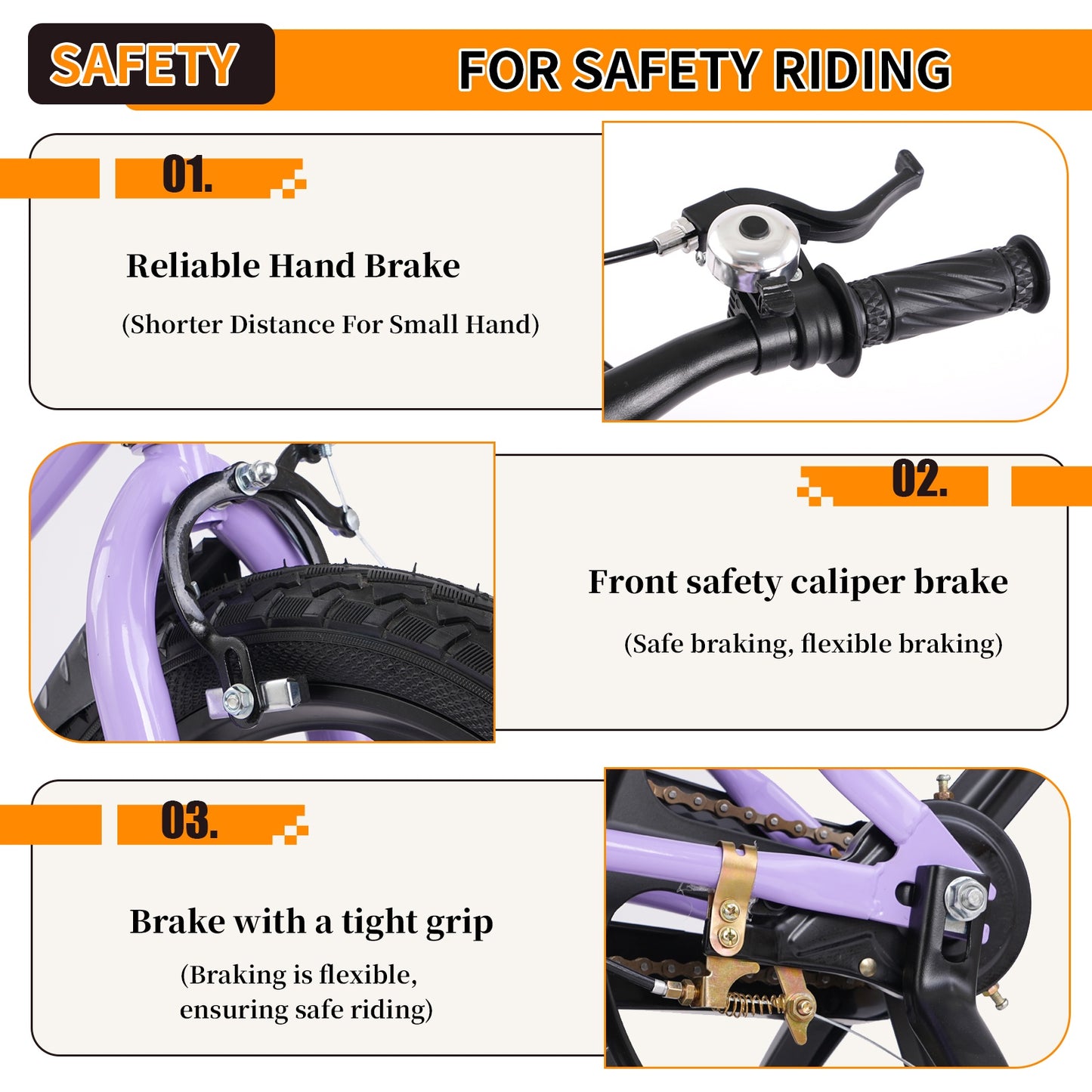 iRerts Kids Bike, 16 Inch Kids Bicycle for Boys Girls Ages 3-7, Toddlers Bike with Water Bottle Holder, Training Wheels with Night Glow, Adjustable Seat, Purple