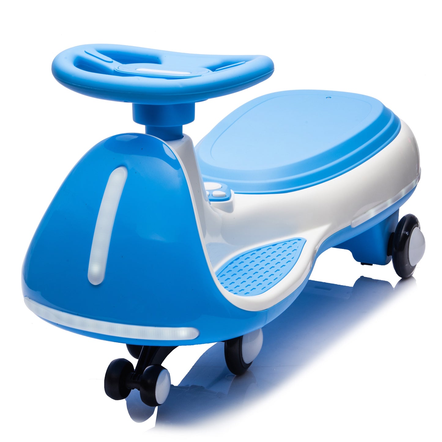 12V Electric Wiggle Car, Powered Ride on Toys for Kids with Flashing PU Wheels, Bluetooth Music, 2-in-1 Swing Car Kids Electric Vehicles for Boys Girls Ages 3+, Blue