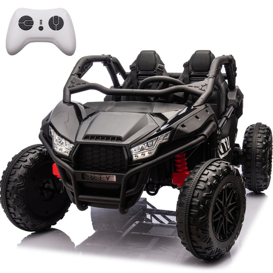 iRerts 2 Seater Ride on Car for Kids, 24 Volt Ride on Toys for Boys Girls Gifts, Powered Ride on UTV Electric Vehicle with Remote Control, Bluetooth, MP3/USB Ports, 4 Wheel Spring Suspension, Black