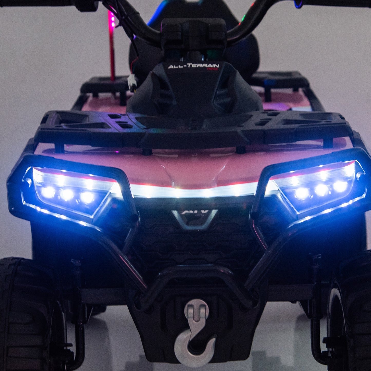 iRerts 24V Ride on ATV, Powered Ride on Toys Electric 4 Wheeler for Boys Girls Ages 3-6 Gifts, Kids Ride on Car Electric Vehicle with Multi-Color Lights, Bluetooth, Music, USB Port, Pink