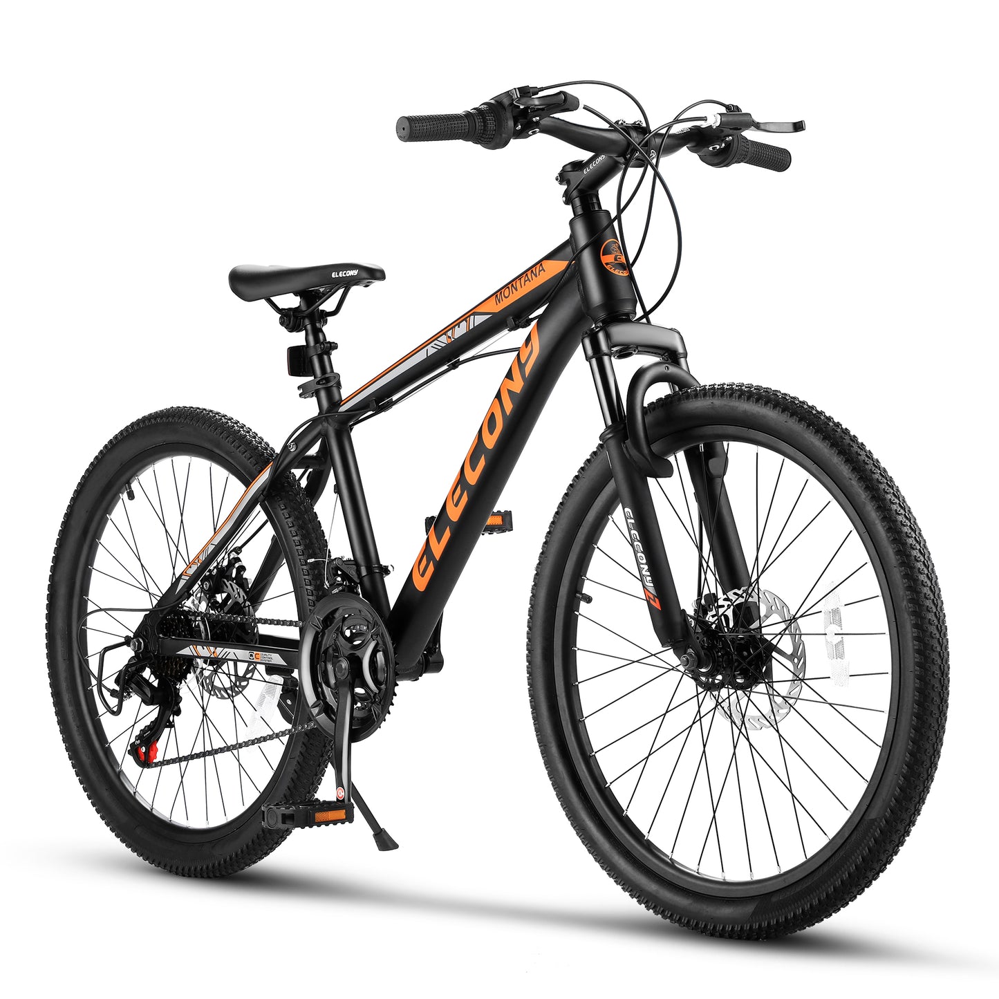 Mountain Bike, iRerts 24 Inch Mens Mountain Bike for Adults Youth, Shimano TZ500 21 Speed Mens Bicycle MTB with Disc Brake, Adult Bicycles for Men Women, Black