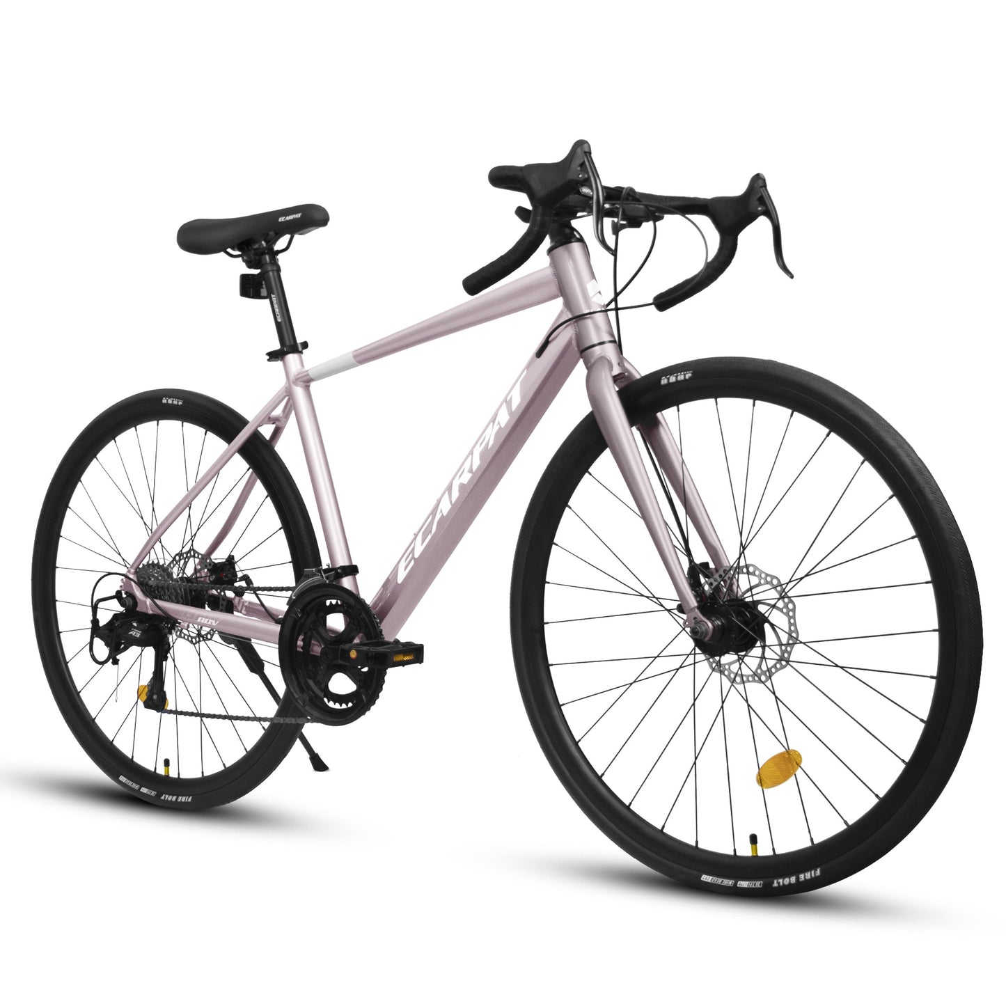 iRerts 700C Road Bike, 16 Speed Outdoor Bike for Men Women, Road Commuter Bike with Disc Brakes, Aluminum Frame, Lightweight Racing Bike Adult Bicycle M Size, Pink