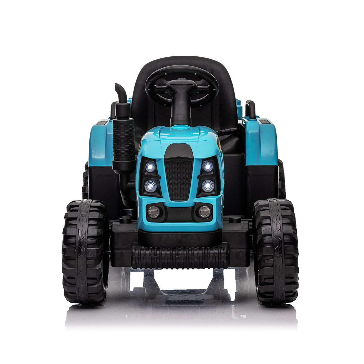 iRerts 24V Ride on Toy Tractor with Trailer, Powered Ride on Car with Remote Control, Electric Cars for Kids Toddlers 3-6 Years Old with 3 Speeds, Bluetooth, Music, USB/MP3 Ports, LED Light, Blue