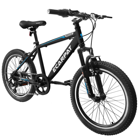 iRerts 20" Kids Bike for 8-12 Year Olds Boys Girls, Gears Shimano 7 Speed Mountain Bike for Kids, Children Bicycle with Adjustable Seat Saddle, Steel Frame Girls Boys Sports Bikes with V-Brake, Black