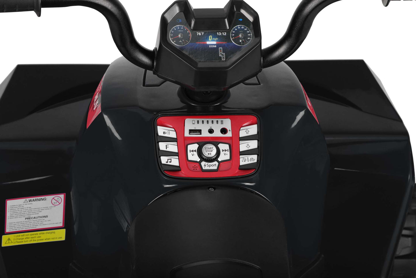24V Battery Powered Ride on ATV, 4WD Kids Ride on Cars with Bluetooth, Music, LED Light, USB/AUX Ports, Ride on Toys Electric Cars for Kids Boys Girls 3-8 Ages Gifts, Black