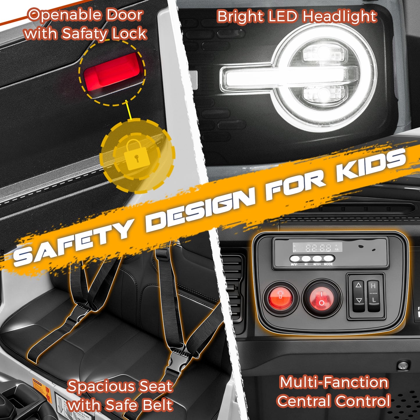 iRerts 2 Seater Ride on Cars, Licensed Ford Bronco Base 24V Ride on Toys for Big Kids Ages 3-8, Powered Kids Car Electric Vehicle with Remote Control, Bluetooth, LED Lights, 4 Wheel Suspension, White