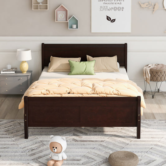 iRerts Wood Queen Platform Bed Frame, Modern Queen Bed Frame with Headboard, Queen Size Wood Platform Bed with Wooden Slat Support, No Box Spring Needed, Easy Assembly, Espresso