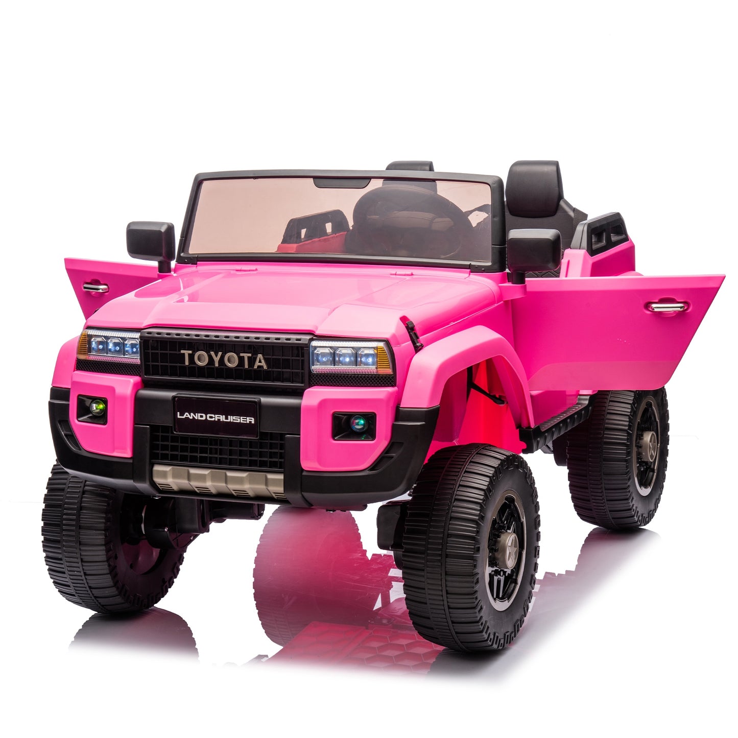 Licensed Toyota LC250 24V 2 Seater Ride On Car, Powered Ride on Toys with Remote Control, Shovel, Bluetooth Music, 4WD 220W Motor, 4 Wheels Suspension, Electric Truck for Kids Boy Girl Ages 3-8, Pink