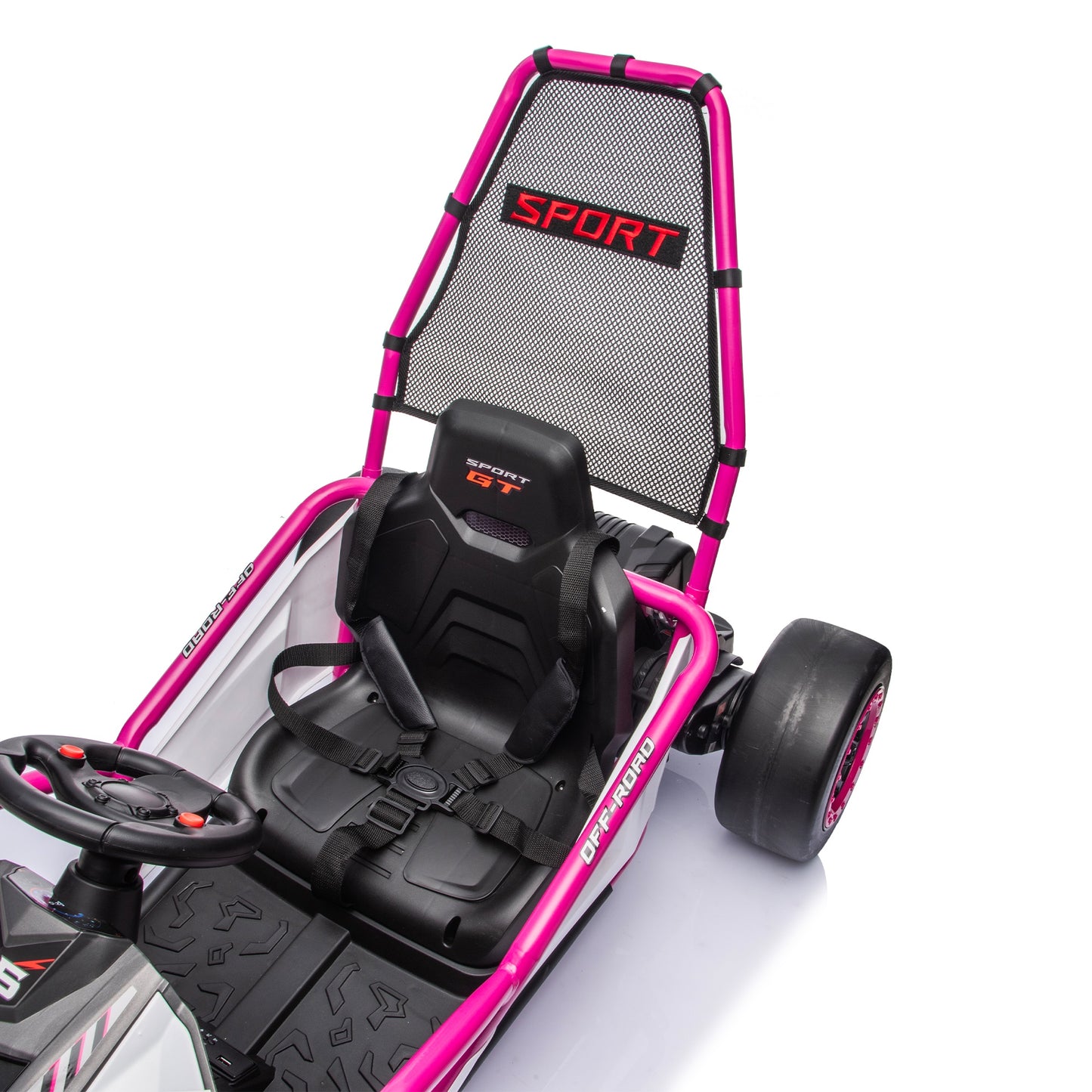 24V Powered Ride on Toys, iRerts Electric Go Kart with Drift Mode, Bluetooth Music, EVA Front Tires, Rear Wheel Suspension, Max Speed 7.5 MPH, Crazy Go Cart Electric Car for Kids 6-12 Ages, Rose Pink