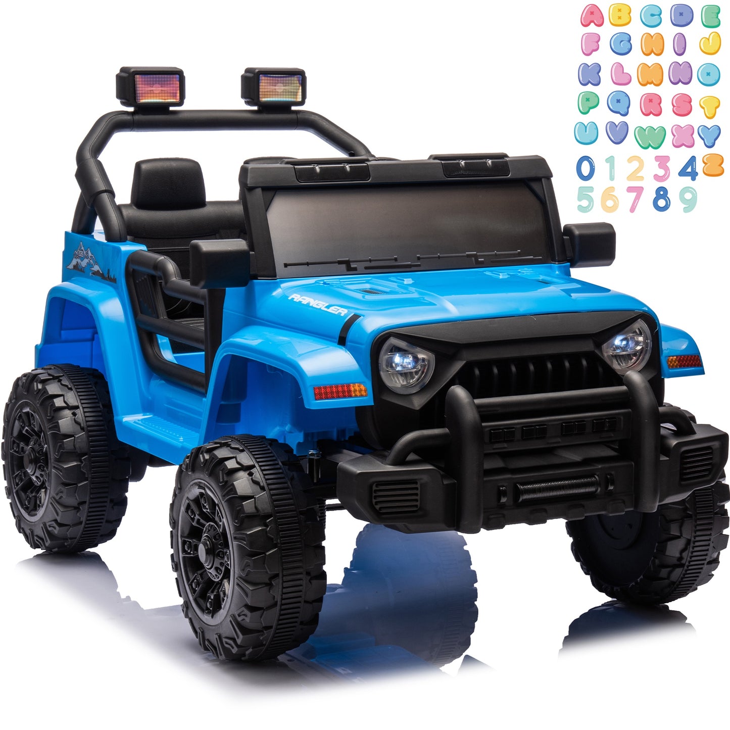 iRerts 12V Ride on Cars with Remote Control, Electric Cars for Kids Boys Girls 3-6 Ages, Powered Ride on Toys Truck with Bluetooth, Music, MP3/USB Port, Detachable Steering Wheel, Blue