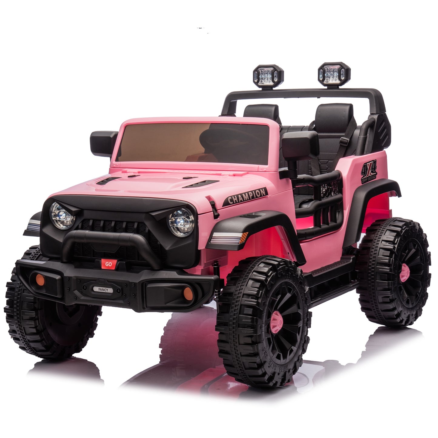 iRerts Ride on Toys for Kids 4-8, 24V 2 Seater Ride on Car with Remote Control, Powered Ride on Truck for Boys Girls Gifts, Kids Electric Vehicles with Bluetooth, USB/MP3, Light/Searchlight, Pink
