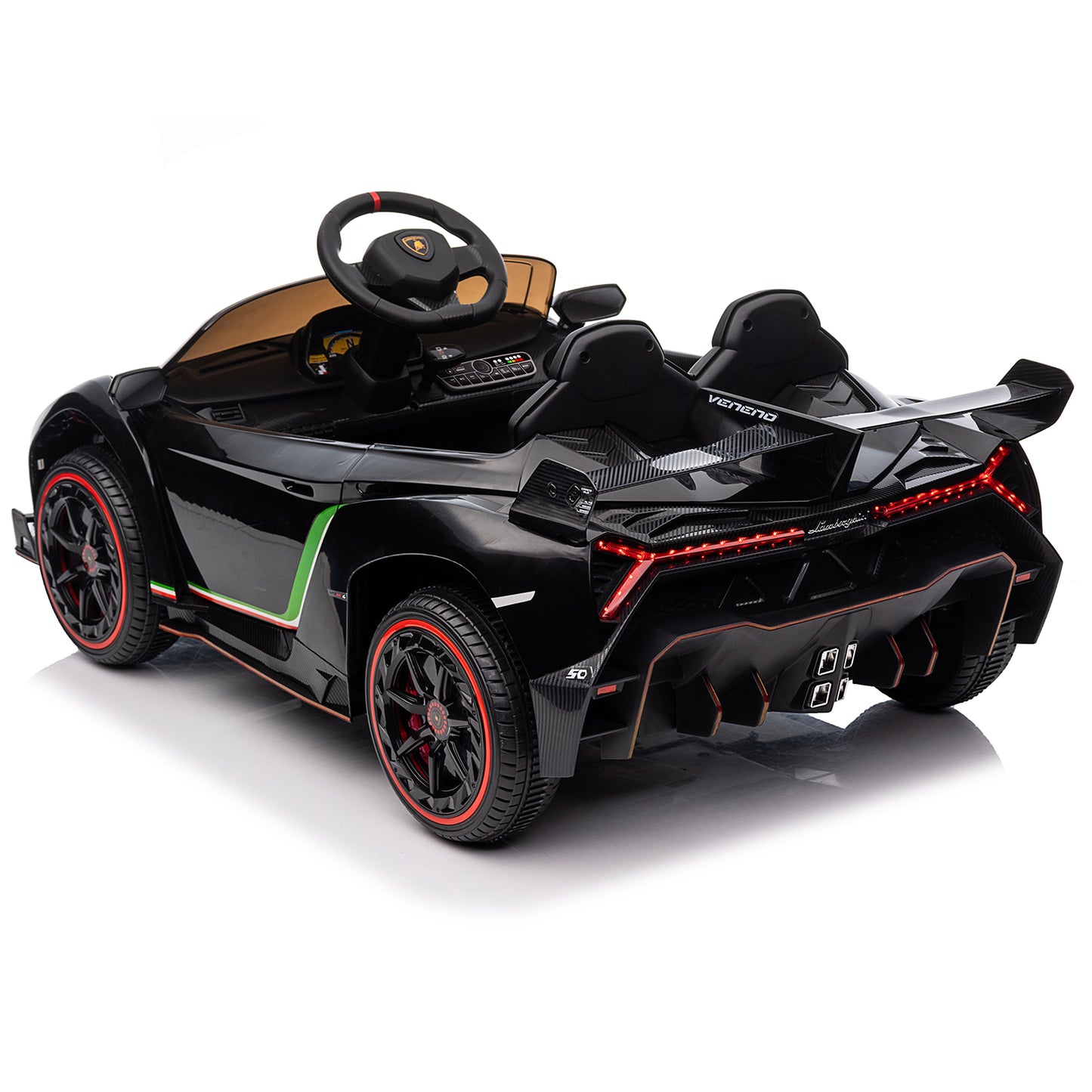 iRerts 12V Ride on Sports Cars with Remote Control, Lamborghini Poison Kids Ride on Vehicles Toys for Boys Girls 3-5 Years Old Gifts, Battery Powered Kids Electric Cars with Music, LED Light, Black