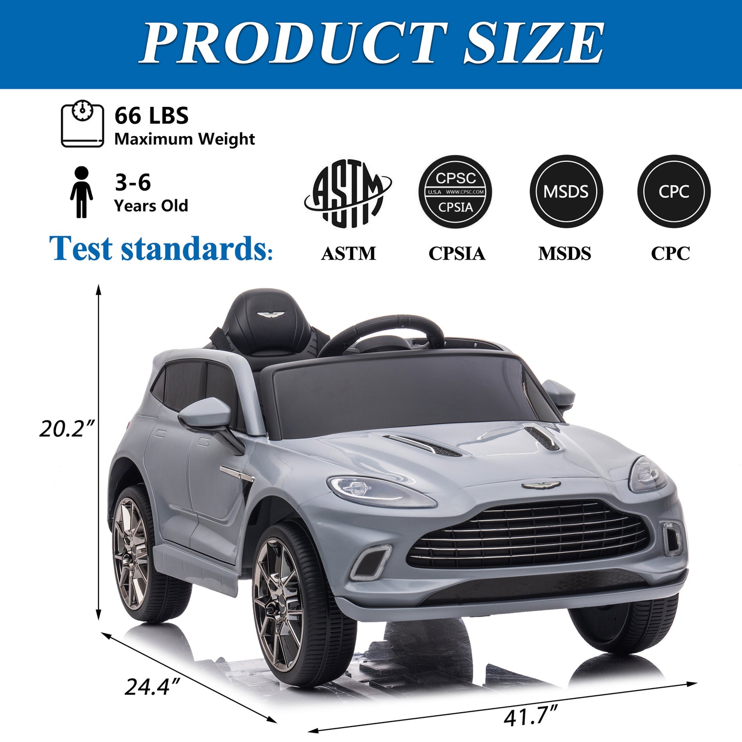 12V Ride on Car for Girls and Boys?Licensed Aston Martin Electric Vehicle, MP3, Bluetooth, Ride On Toy for 3-5 Years Old