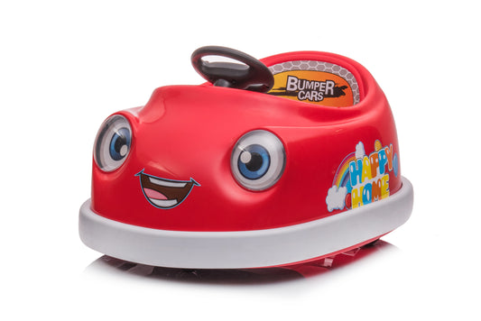 12V Bumper Car for Toddlers, iRerts Kids Bumper Car with Remote Control, Rocking Horse Mode, Push Rod, Dinner Plate, USB Bluetooth Music, Electric Toddler Ride On Toys for Kids Ages 1-6 Years, Red
