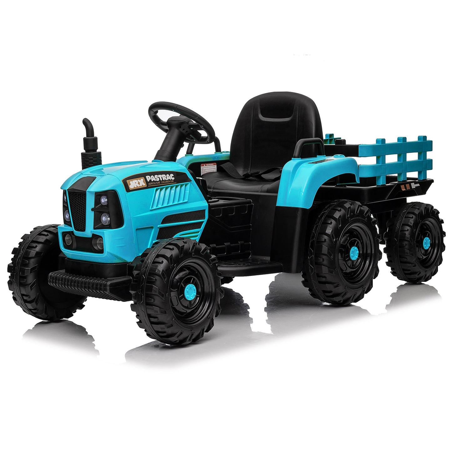 iRerts 24V Ride on Toy Tractor with Trailer, Powered Ride on Car with Remote Control, Electric Cars for Kids Toddlers 3-6 Years Old with 3 Speeds, Bluetooth, Music, USB/MP3 Ports, LED Light, Blue