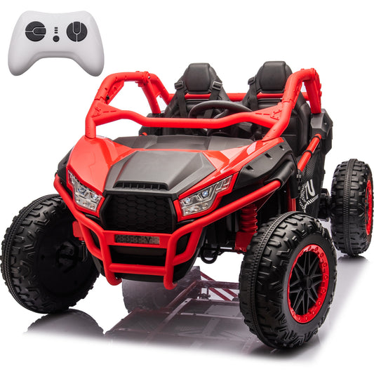 iRerts 2 Seater Ride on Car for Kids, 24 Volt Ride on Toys for Boys Girls Gifts, Powered Ride on UTV Electric Vehicle with Remote Control, Bluetooth, MP3/USB Ports, 4 Wheel Spring Suspension, Red