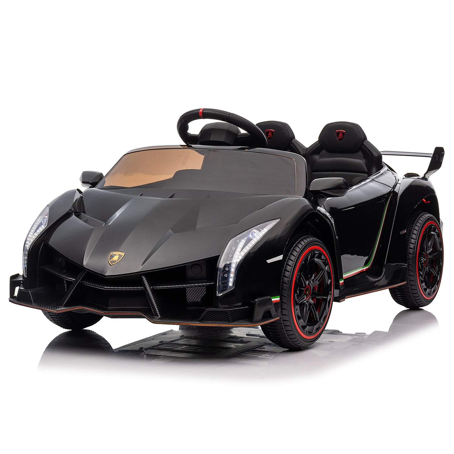 iRerts 12V Ride on Sports Cars with Remote Control, Lamborghini Poison Kids Ride on Vehicles Toys for Boys Girls 3-5 Years Old Gifts, Battery Powered Kids Electric Cars with Music, LED Light, Black