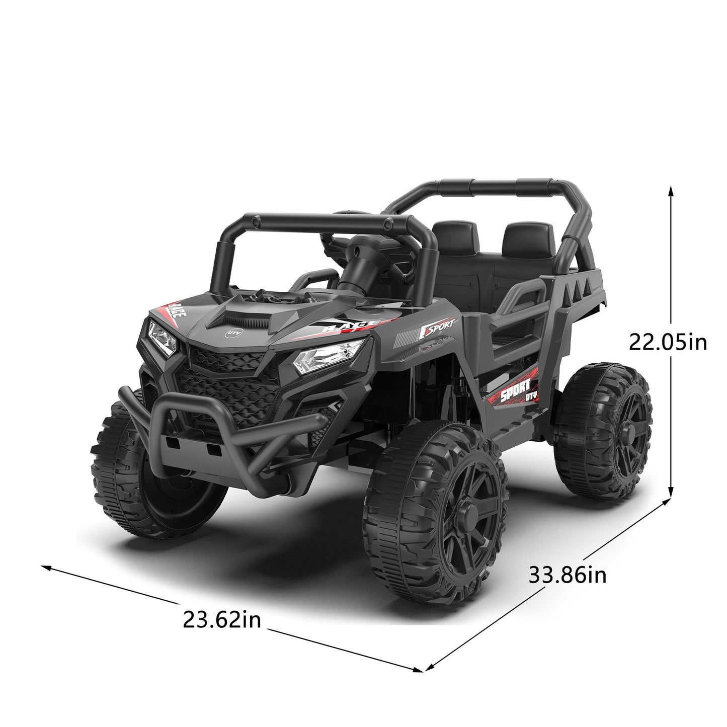 iRerts 12V Ride on Car UTV with Remote Control, Powered Ride on Toys for Kids Boys Girls Ages 3-5, Electric Car for Kids with Bluetooth, Music, MP3 Ports, LED Lights, Horn, Black