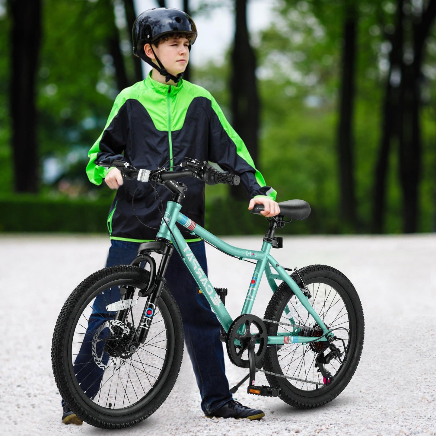 iRerts Mountain Bike for Boys Girls, 20'' Kids Mountain Bike with 7 Speed, Front Suspension, Disc Brake, Kids Bike for 8-12 Years Old, Teenager Children Kids Bicycles, Green